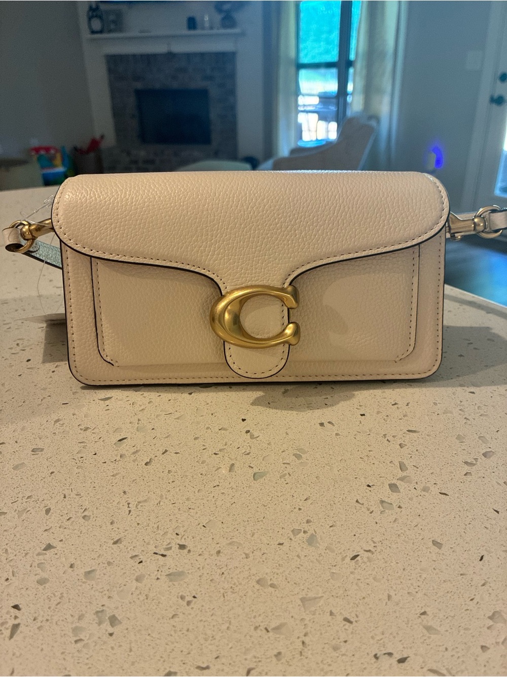 Coach Pebbled Leather Crossbody in Chalk with Gold C Hardware